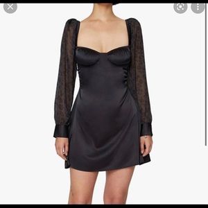 Danielle Bernstein Black Puff Sleeve Mini Dress
